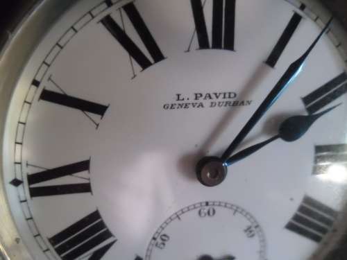 L Pavid . Geneva. Durban "Railway Regulator" pocket watch with pouch. Swiss made