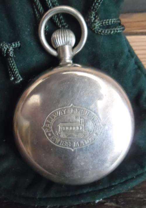 L Pavid . Geneva. Durban "Railway Regulator" pocket watch with pouch. Swiss made