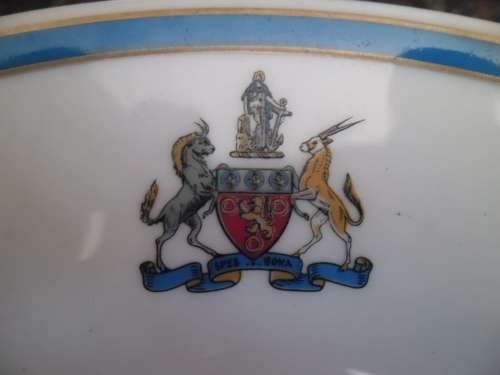Two Cups and Saucers plus Display Plate with Spes Bona Crest (Cape Town Coat of Arms)