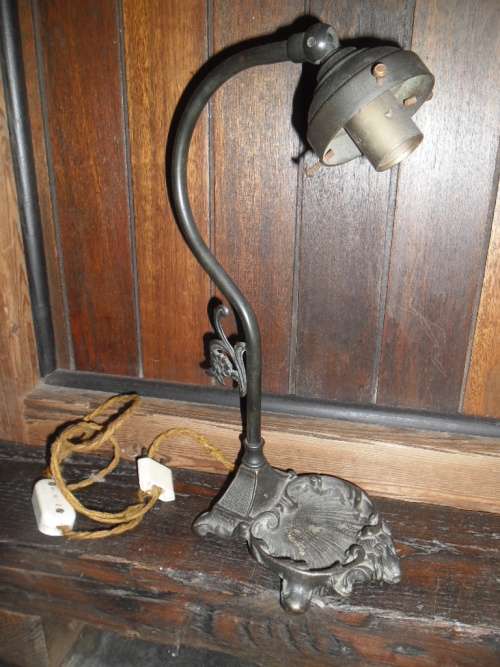 Cast brass Art Nouveau lamp base. Marked Ges Gesch