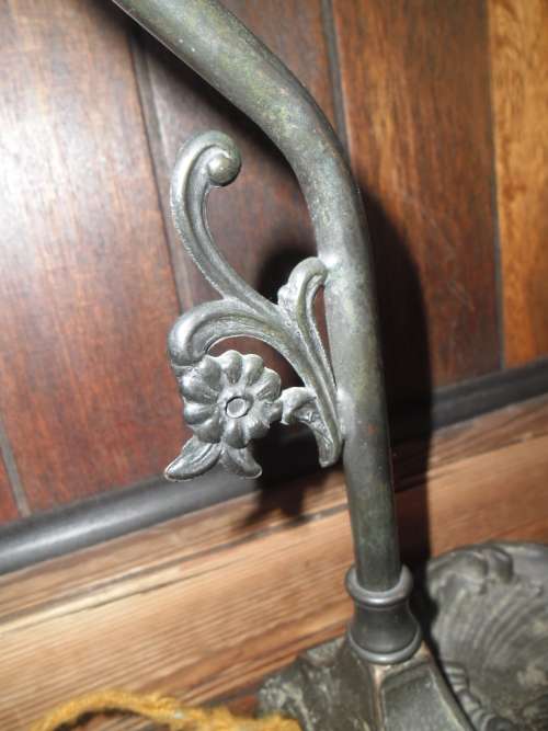 Cast brass Art Nouveau lamp base. Marked Ges Gesch