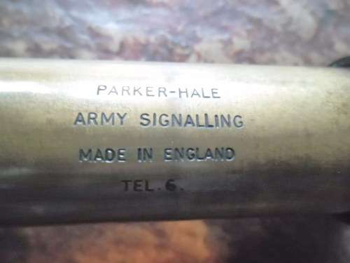 WW1 era  Parker-Hale brass Army Signalling leather clad, three draw telescope. Tel 6