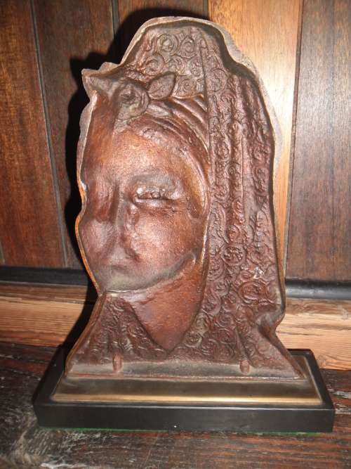 Bronze Art Deco Madonna sculpture.