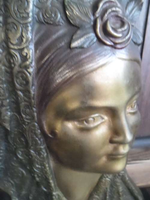 Bronze Art Deco Madonna sculpture.