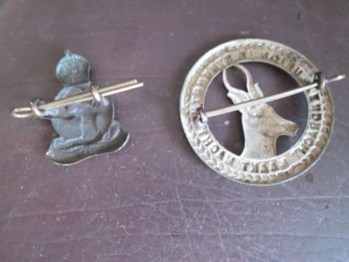 2 SA military badges: SA Services / Diens Corps badge + SA union is strength - eendracht maakt macht