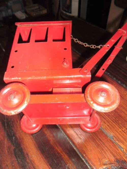 Triang Toys 1930's toy crane with metal wheels.