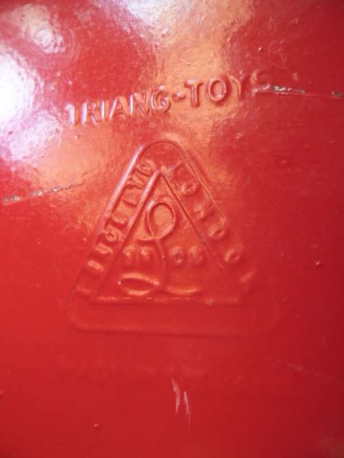 Triang Toys 1930's toy crane with metal wheels.