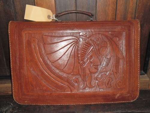 Vintage tooled leather satchel.
