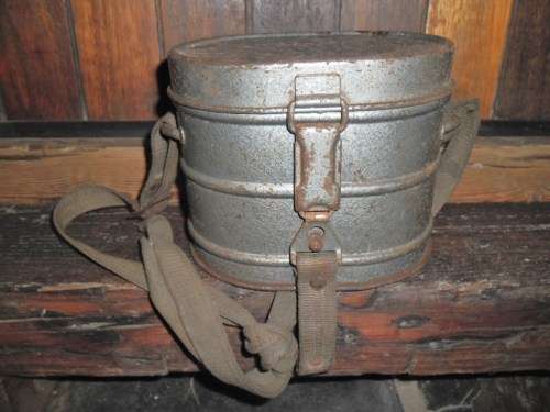 Cold War era -  Auer German breathing mask in original steel container. 1955
