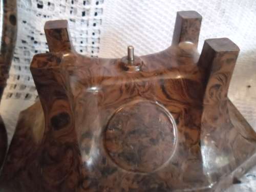 Mid-century toy intercoms - Pair of Chad Valley 'improved' telephones. Brown walnut Bakelite.British