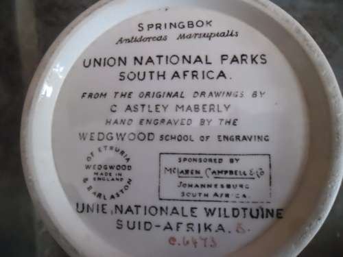 Wedgwood beer stein commissioned for the Union National Parks of South Africa