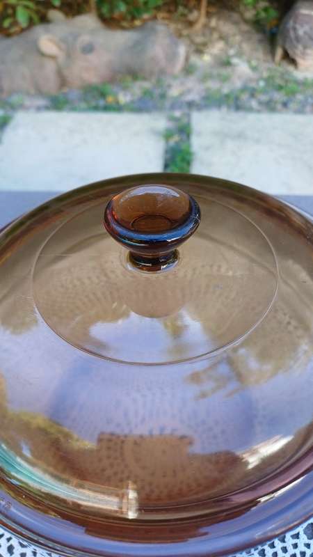 Vintage Corning Visions cookware amber double boiler insert with lid (only the double boiler)
