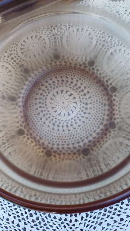 Vintage Corning Visions cookware amber double boiler insert with lid (only the double boiler)