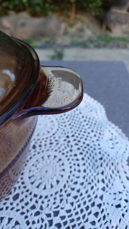 Vintage Corning Visions cookware amber double boiler insert with lid (only the double boiler)