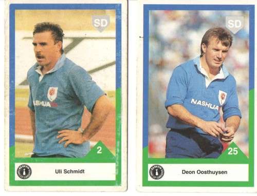 1992 Sports Deck Rugby Cards Uli Schmidt + Deon Oosthuisen Currie Cup