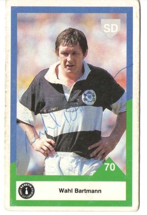 1992 Sports Deck Rugby Card Wahl Bartman Autograph Signed Currie Cup