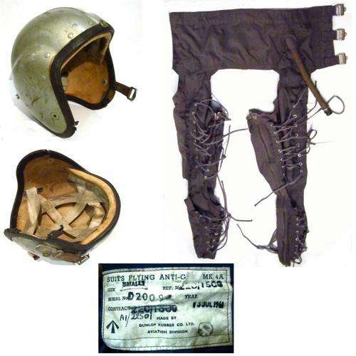 Ex-SAAF British Mk1A Fighter Pilot Helmet and Dunlop Mk4a G-Suit