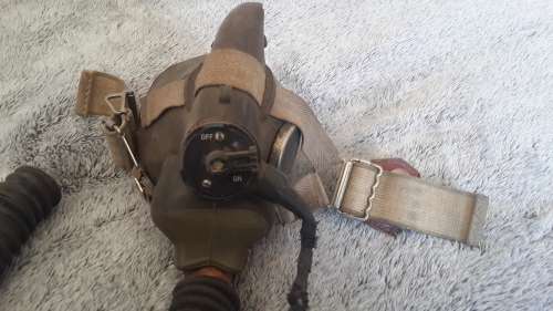 Ex-SAAF / RAF Type H Fighter Pilot's oxygen mask and hose (1940's and 50's) Spitfire, Vampire