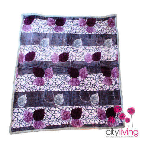 Free Shipping - Purple Leaf Print Blanket - Double Bed