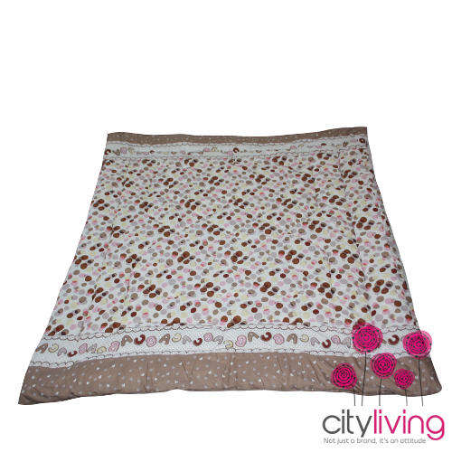Free Shipping - 7 Piece Brown Polka Dot Print Quilted Comforter - Double Bed