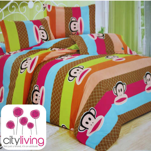 Monkey Print 100% Cotton Duvet Set - Queen Bed Size