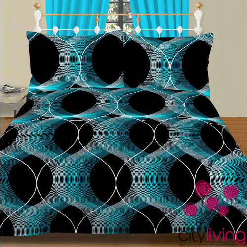 Free Shipping - Aqua Sky Printed 3 Piece Duvet Set - Queen