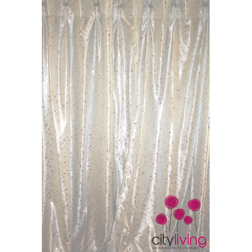 Stunning Taped Curtains For Your Home - White with Silver Pattern Print