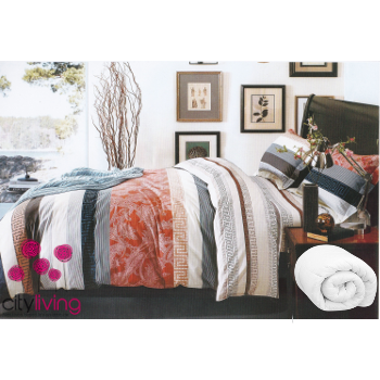 5 Piece Premium Range Combo Set - Cotton - Duvet Cover & Other Linen - Queen Bed Size
