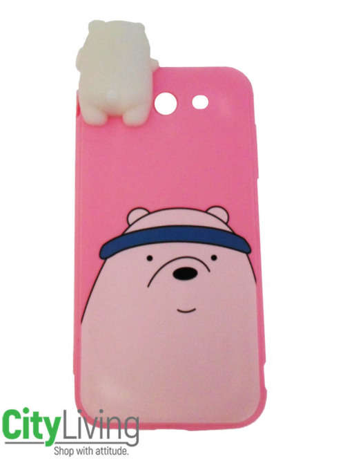 J7 Prime Pink Gym Bear Rubber Phone Case