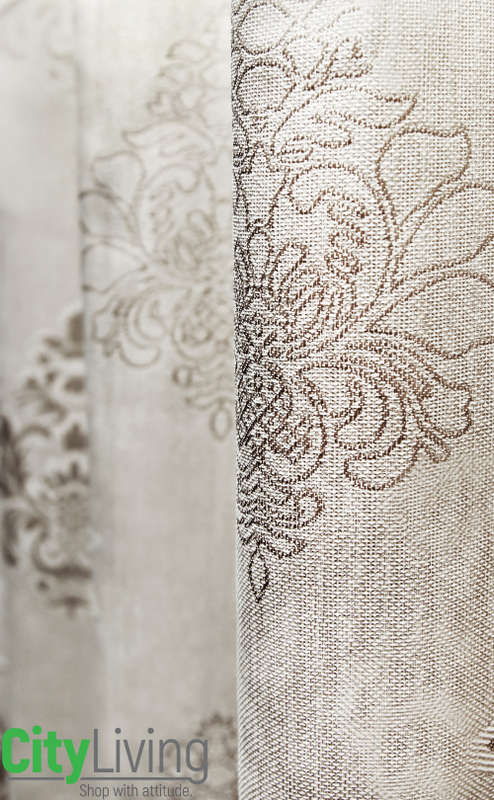 1 Piece - Economical Range - 270 x 250cm - Eyelet Curtains - Grey Flower