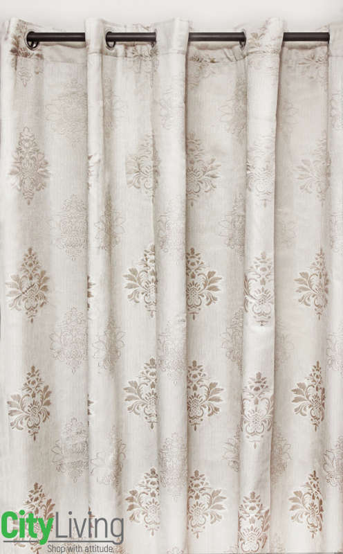 1 Piece - Economical Range - 270 x 250cm - Eyelet Curtains - Grey Flower