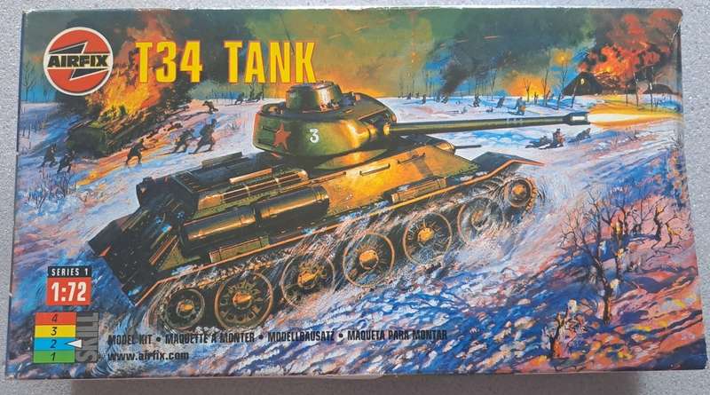 Vintage Airfix T34 tank 1:72 kit.