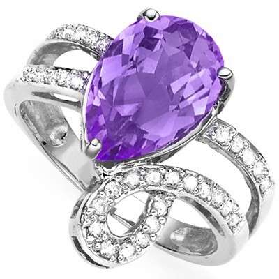 **IN STOCK**ASTONISHING 2.44 CARAT TW (22 PCS) GENUINE DIAMOND & AMETHYST RING