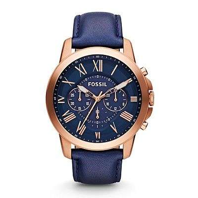 Fossil Men's Grant Chronograph Leather Watch - Blue