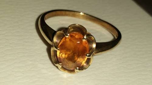 Vintage10kt Gold Ring - Citrine -Peach/Orange Gemstone