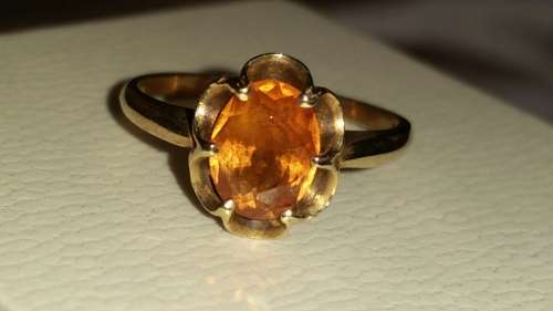 Vintage10kt Gold Ring - Citrine -Peach/Orange Gemstone