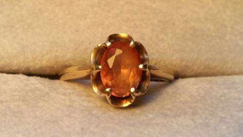 Vintage10kt Gold Ring - Citrine -Peach/Orange Gemstone