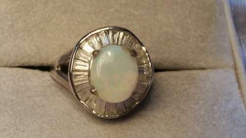 Opal and Zirconia Silver Ring