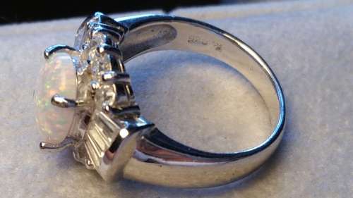 Opal and Zirconia Sterling Silver Ring