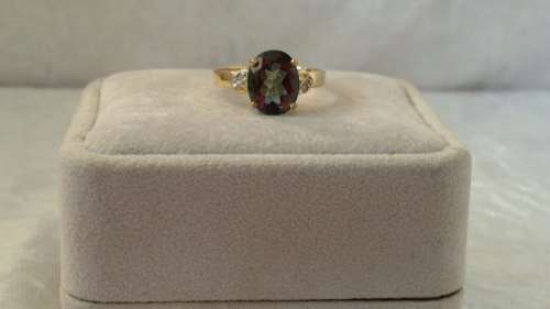 Reduced***Mystic Topaz and Diamond Gold Ring***Free Shipping***