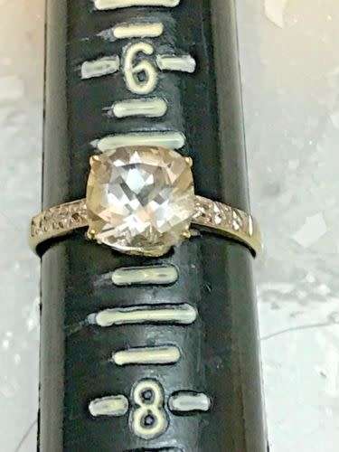 "Reduced"New White Topaz and Diamond Yellow Gold Ring ***Free Shipping***