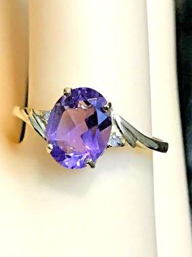 New Amethyst and Diamond Yellow Gold Ring