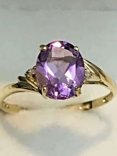New Amethyst and Diamond Yellow Gold Ring