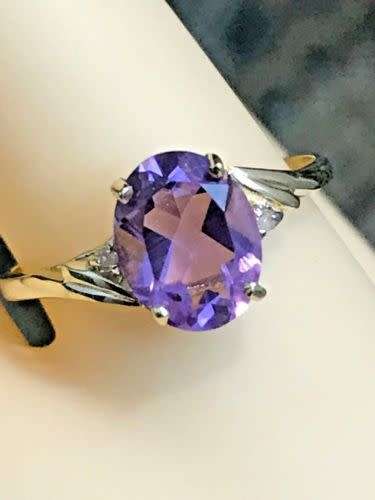 New Amethyst and Diamond Yellow Gold Ring