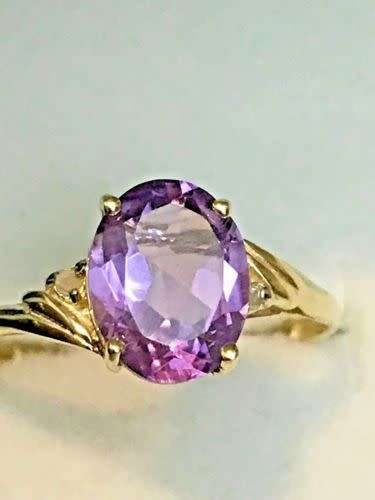 New Amethyst and Diamond Yellow Gold Ring