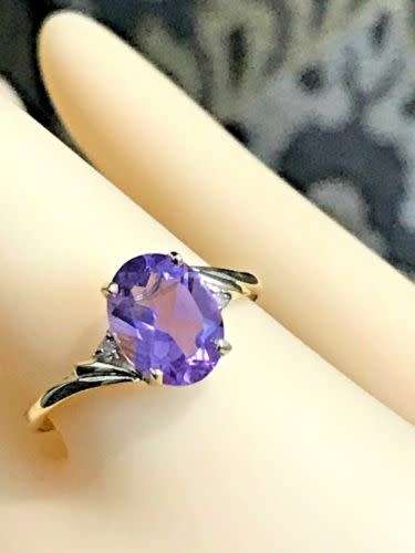 New Amethyst and Diamond Yellow Gold Ring