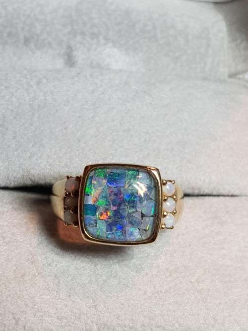 9ct Gold Opal Mosaic Ring