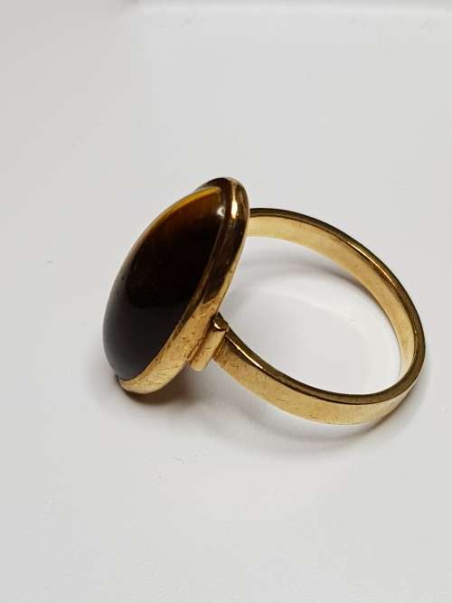 Vintage Haglund Tiger`s Eye 9ct Gold Ring