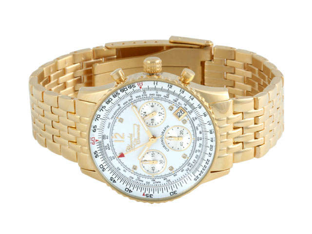 BRAND NEW - ***GOLD DIAL*** Charles Conrad GOLD straps with 8 Diamonds,Chrono, Slide Rule
