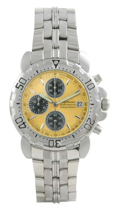 ***CLASSY AND EXQUISITE*** BRAND NEW - Krug Baumen SPORTSMASTER Yellow Dial STEEL Gents Watch